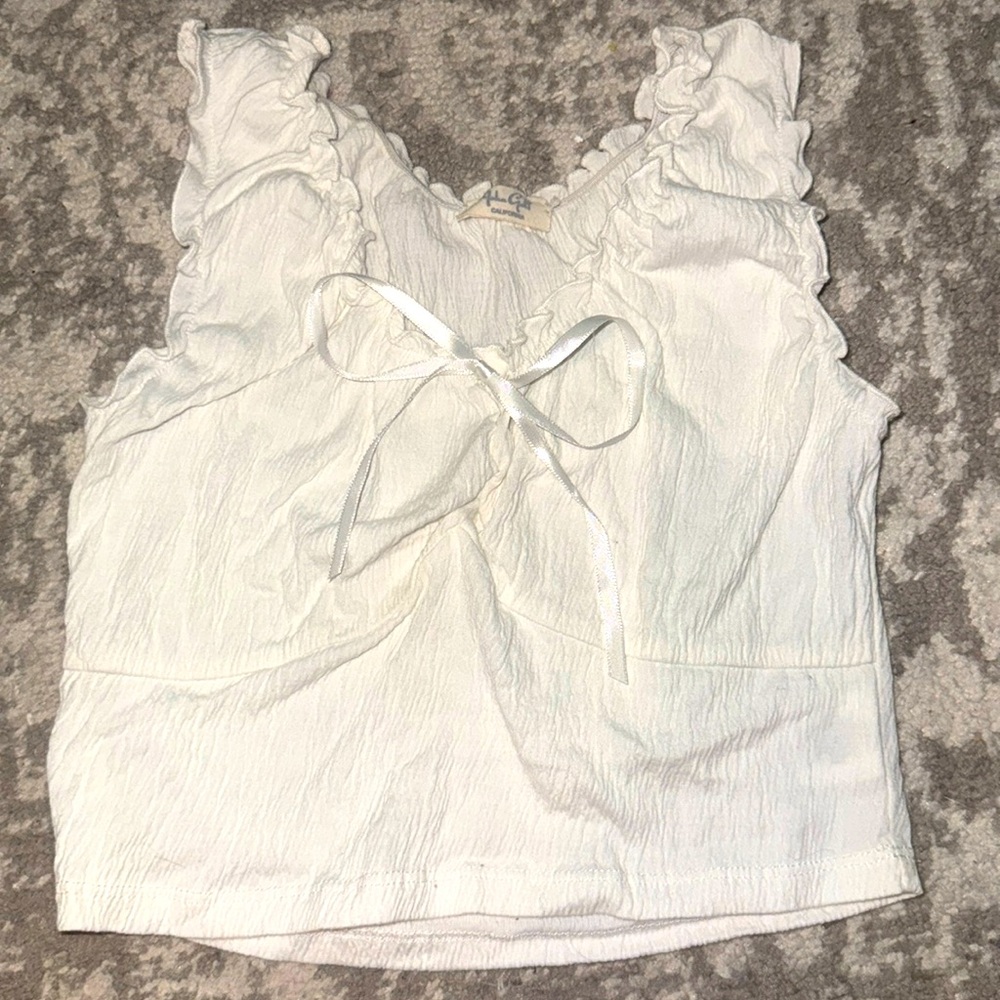 Pacsun white ruffle crop top